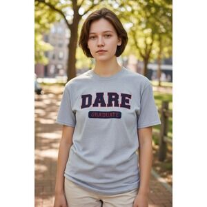 DARE Graduate T Shirt Grey Port & Co Essential Cotton Unisex Medium LAPD